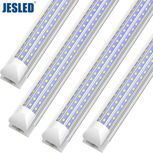 JESLED LED Shop Light 4FT 8FT 45W 90W Linkable T8 LED Tube Light Fixture D-Shape 8 Foot LED Shop Lights for Garage Plug and Play