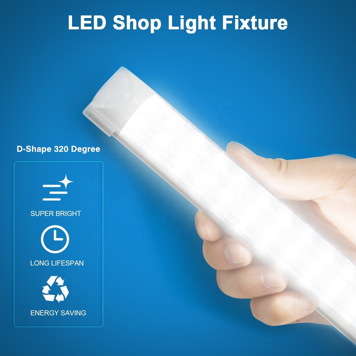 JESLED LED Shop Light 4FT 8FT 45W 90W Linkable T8 LED Tube Light Fixture D-Shape 8 Foot LED Shop Lights for Garage Plug and Play