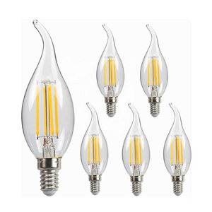 JESLED E12 E14 E27 Candelabra LED Bulb Dimmable Vintage Flame Tip Chandelier Light Bulb 4W 6W LED Filament Candle Base Bulbs