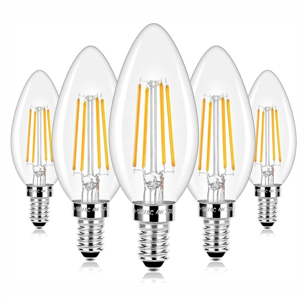 JESLED Warm White 2W 4W 6W E12 E14 E26 E27 B10 B11 C35 Dimmable Vintage Edison Candelabra Light Led Candle Bulb for Ceiling Fan