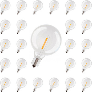 JESLED LED Bulbs for Outdoor String Lights E12 Screw Base 1W Shatterproof Edison Bulb G40 Replacement Bulbs equivalent to 5W ETL