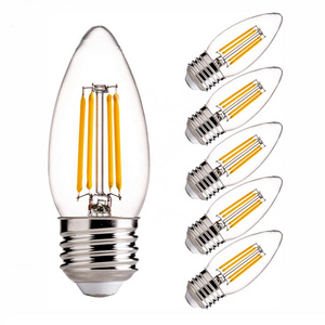 JESLED 2W 4W 6W C35 2700K 3000K 4000K 5000K 6500K E12 E14 E26 E27 B22 B15 Flicker Free LED Filament Bulb B11 Edison Bulbs