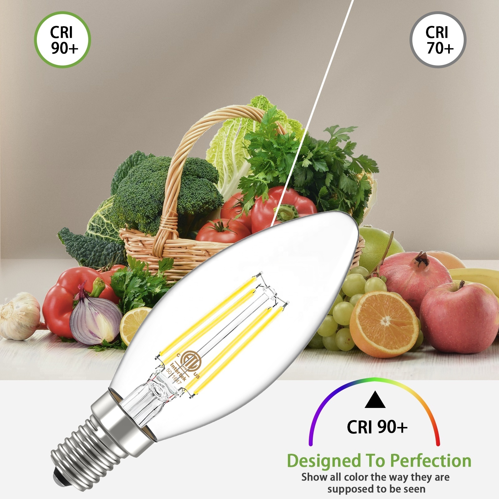 JESLED 2W 4W 6W C35 2700K 3000K 4000K 5000K 6500K E12 E14 E26 E27 B22 B15 Flicker Free LED Filament Bulb B11 Edison Bulbs