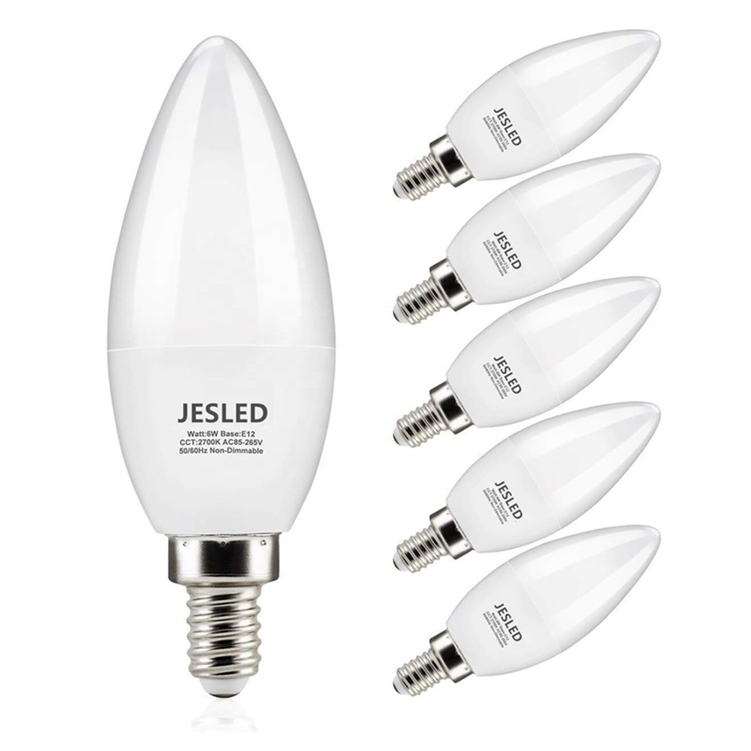 JEDLED E12 E14 E27 LED Candelabra Light Bulbs B10 Chandelier Candle Bulbs 4/5/6/7W Type B Ceiling Fan Bulbs CE UKCA ETL Listed