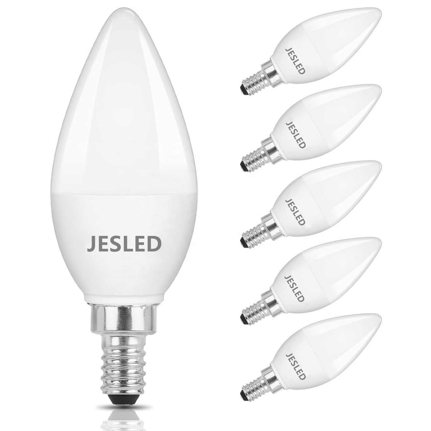 JEDLED E12 LED Candelabra Light Bulb 4W 5W 6W 7W Daylight White Chandelier Bulbs B11 B35 C37 Candle Bulb Base CE UKCA ETL Listed