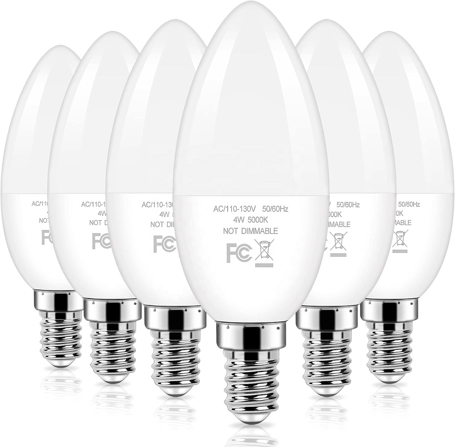 JEDLED E12 LED Candelabra Light Bulbs 60 Watt Equivalent 3000K Warm White Chandelier Type B Light Bulb for Ceiling Fan 5W6W  ETL