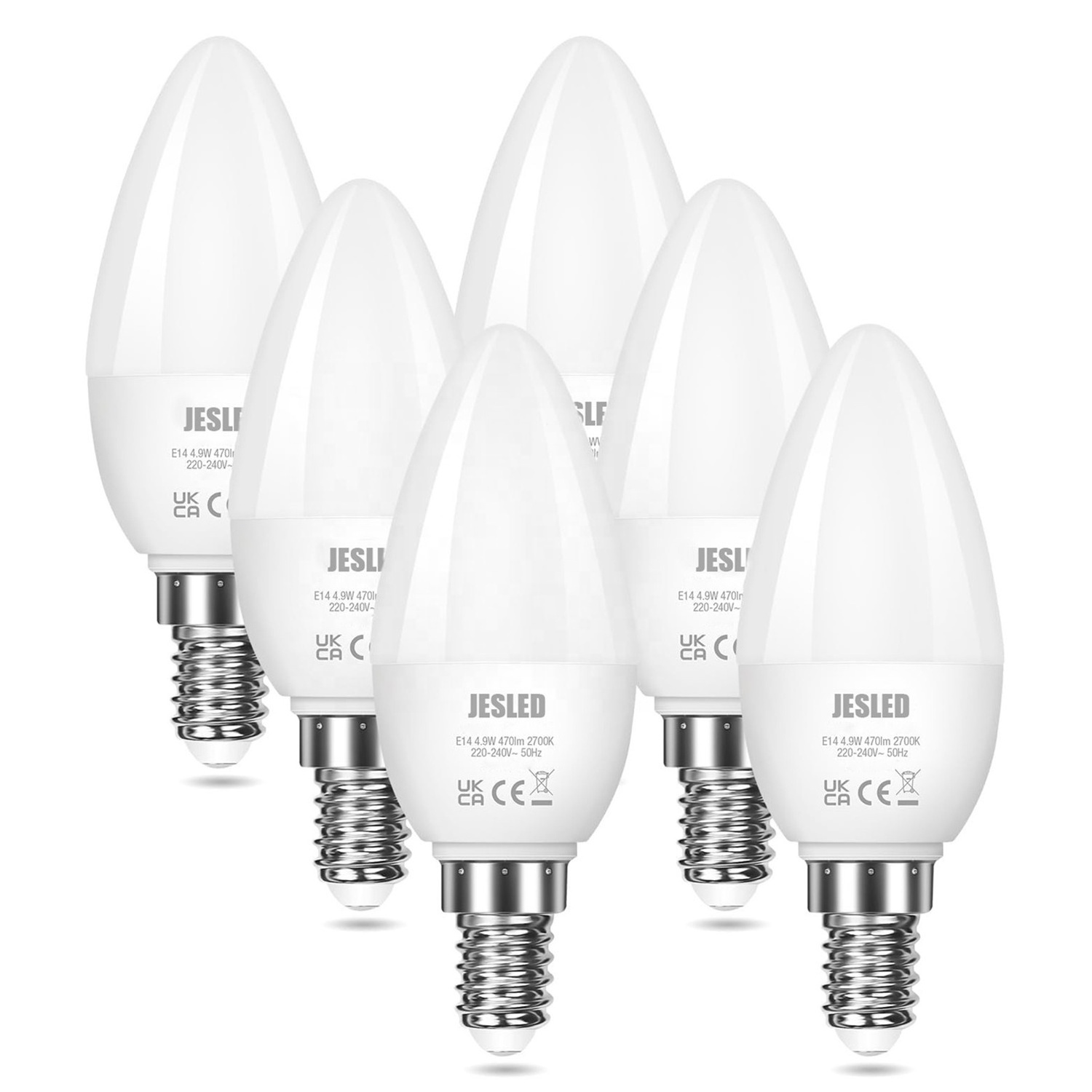 JEDLED E14 LED Light Bulb 6W E14 LED Candle Light Bulb Warm White 3000K C37 E12 SES Small Edison Screw Candle LED Bulbs CE ETL