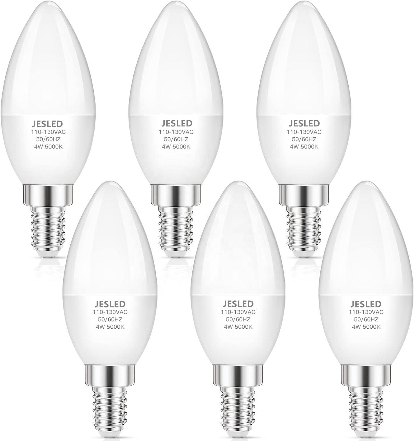 JEDLED E14 LED Candle Bulbs 5W C37 Candle Bulb 2700K Soft White, 40W Incandescent Equivalent E12 B11 Ceiling Fan Bulbs CE ETL