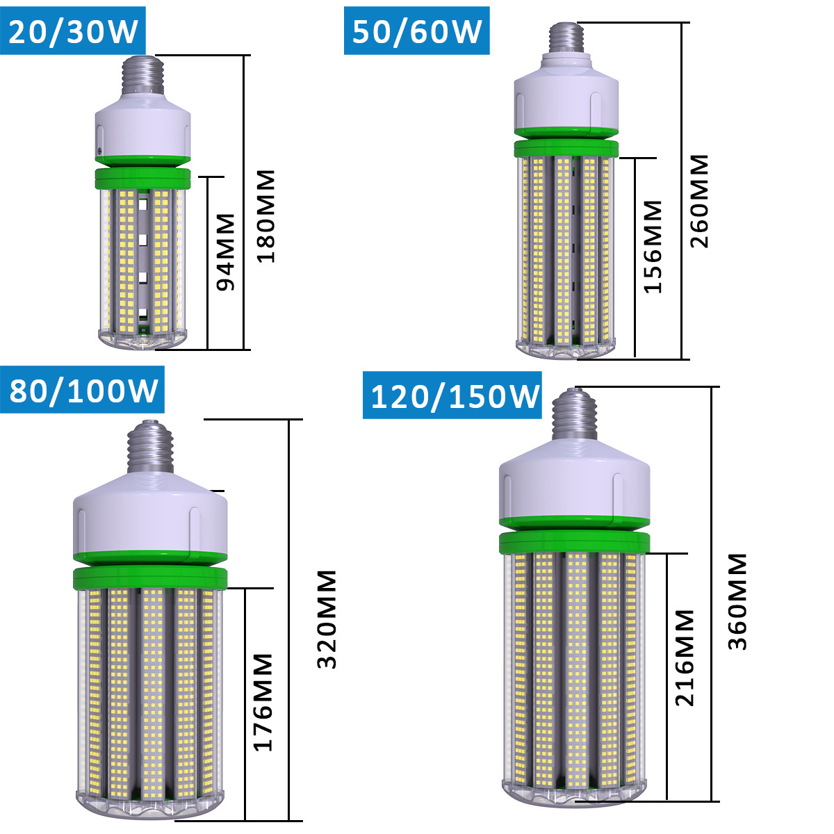 JESLED 150W LED Corn Light Bulb E26 E39 Mogul Base Led Bulb 21000Lumen 5000K for High Bay Shop Light Garage Warehouse and More