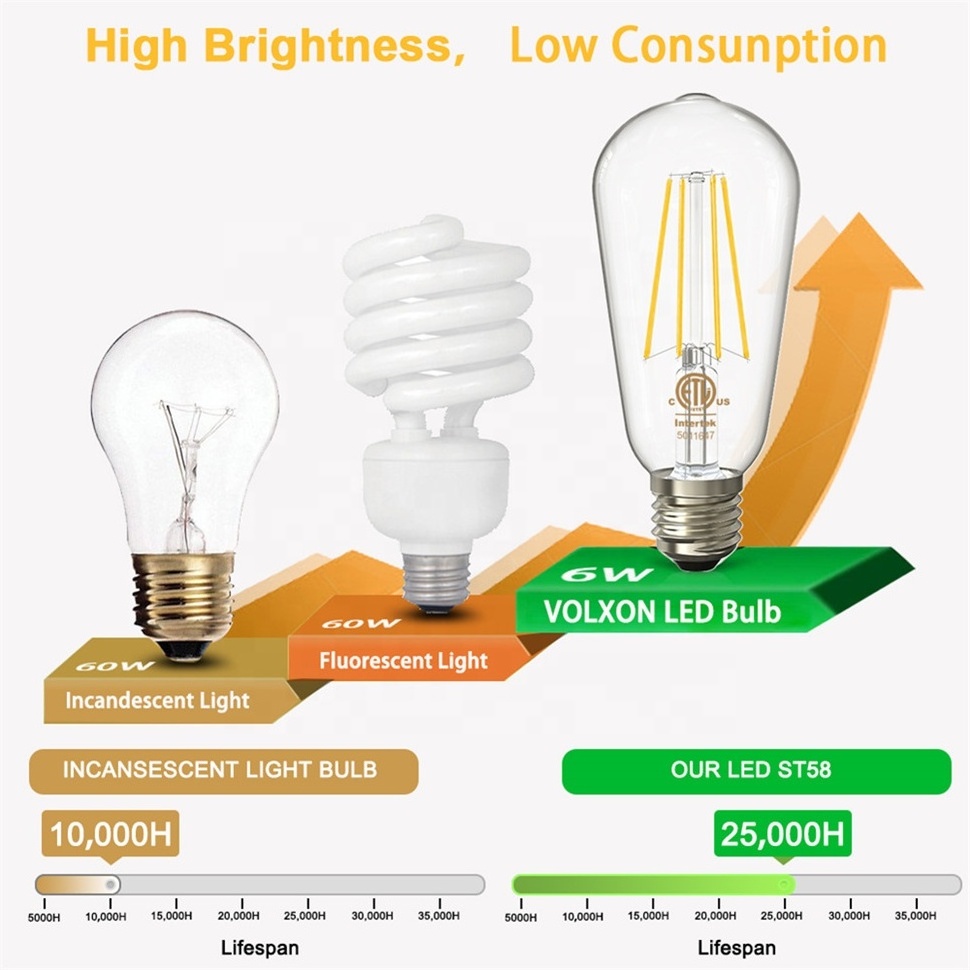 JESLED 4W 6W 8W LED Edison Bulb E27 E26 E14 E12 B22 Dimmable LED Bulb Lights A60/19 ST64 Wholesale LED House LED Filament Bulbs