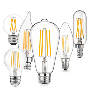 JESLED 4/6/8 Watt Dimmable Edison Bulb Light E26 B22 E27 E14 E12 Operated LED Filament Bulb For Home A19 A60 B11 ST64 T6 CE ETL