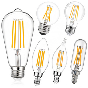 JESLED E27/E26/B22/E12/E14 Transparent LED Filament Bulb Dimmable Retro Vintage Incandescent Lamps Home Decor Glass Bulbs Light