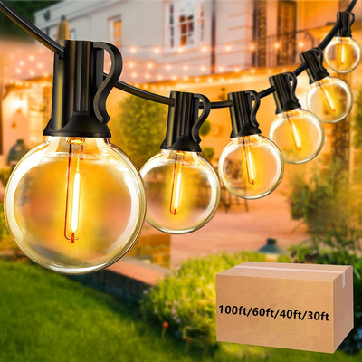 JESLED Outdoor String Lights 100FT 60FT 40FT 30FT Patio Lights with  G40 Shatterproof LED Bulbs Waterproof Hanging Outside Light