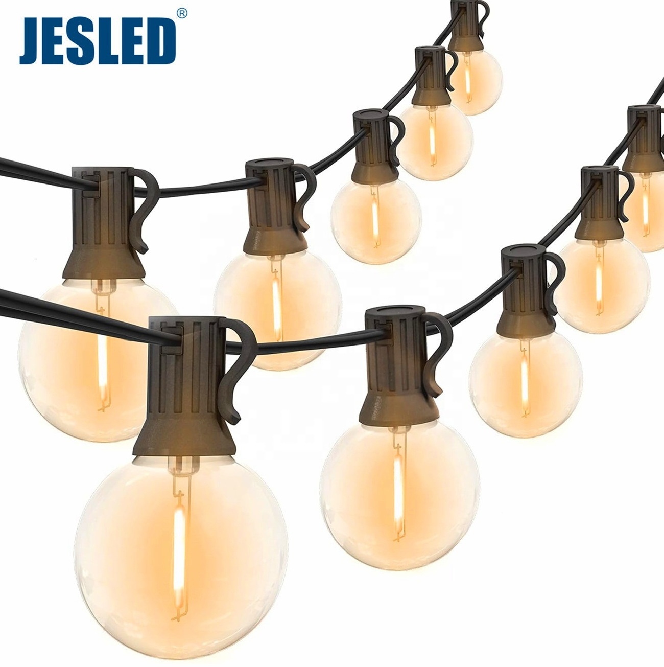 JESLED LED  Outdoor String Lights 5m-45m G40 String Lights Outdoor Waterproof S14 String Light Commercial Hanging 110/220V CE UL