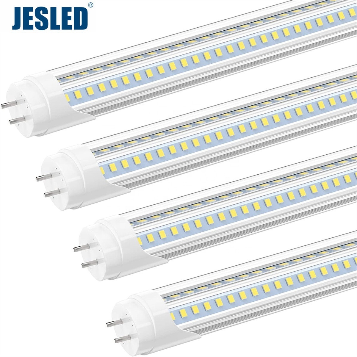 JESLED T8/T10/T12 LED Tube Lights 4FT 28W Dual Row V Shaped LED Light Bulb Replacement Fluorescent Bulbs ETL Listed Clear Cover