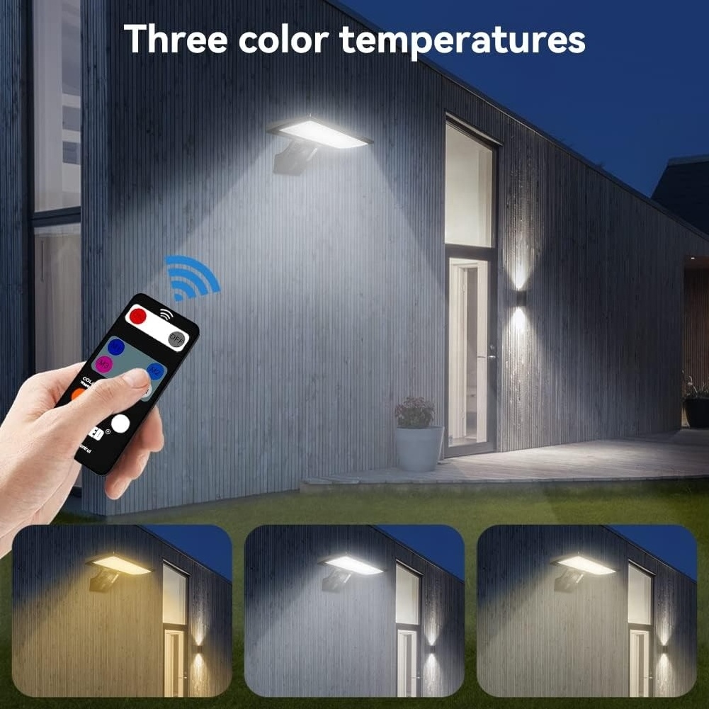 JESLED Solar Outdoor Solar Spot Lights  Solar LED Light Outdoor with Remote Control 4 Modes 3 Colors IP65 Waterproof Spotlight