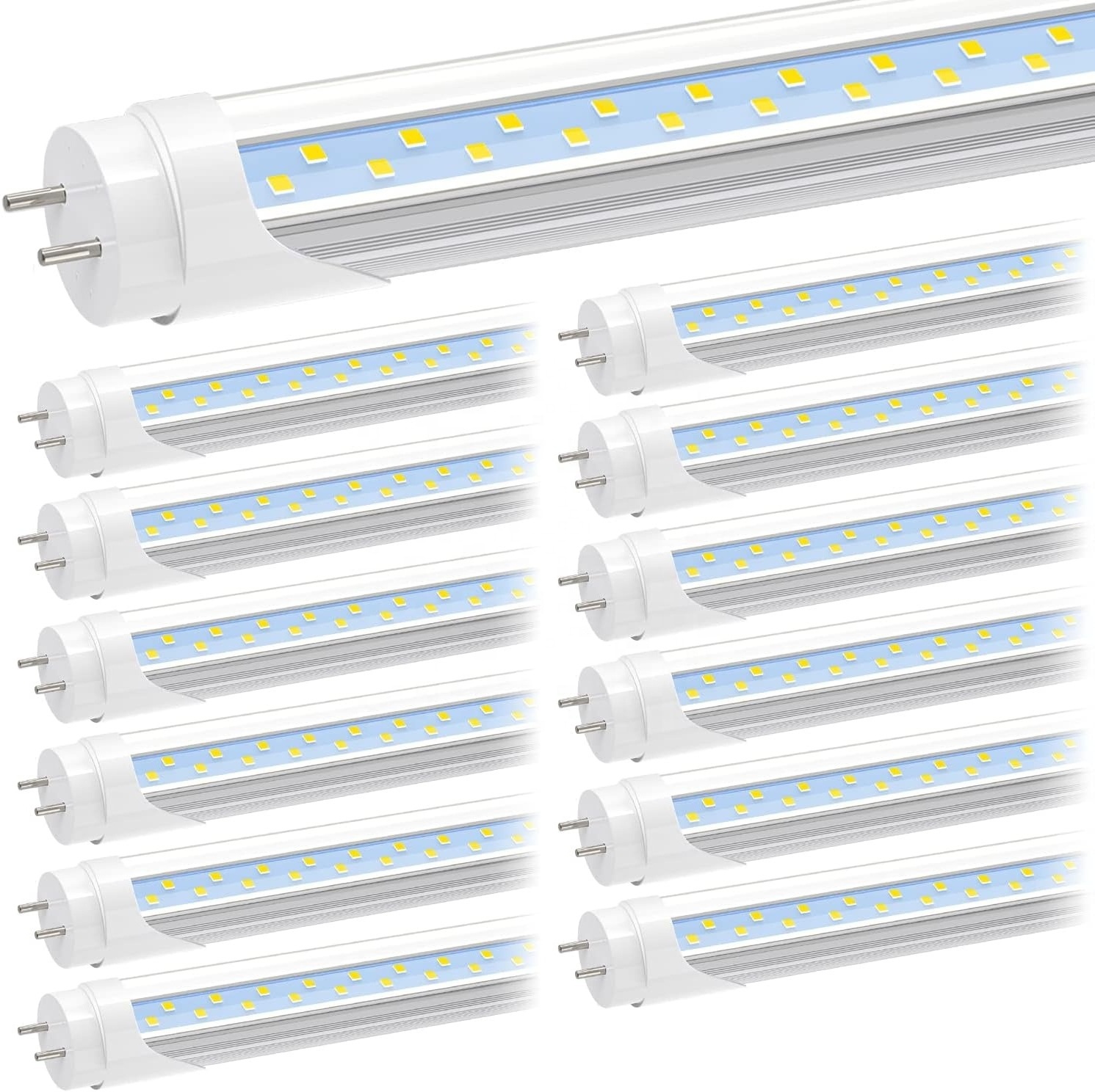 JESLED High Lumen 12w 18w 24w Aluminum T8 4ft LED Tube Light Bi-pin G13 Base Dual Row LED 120cm Fluorescent Bulb AC100/277v