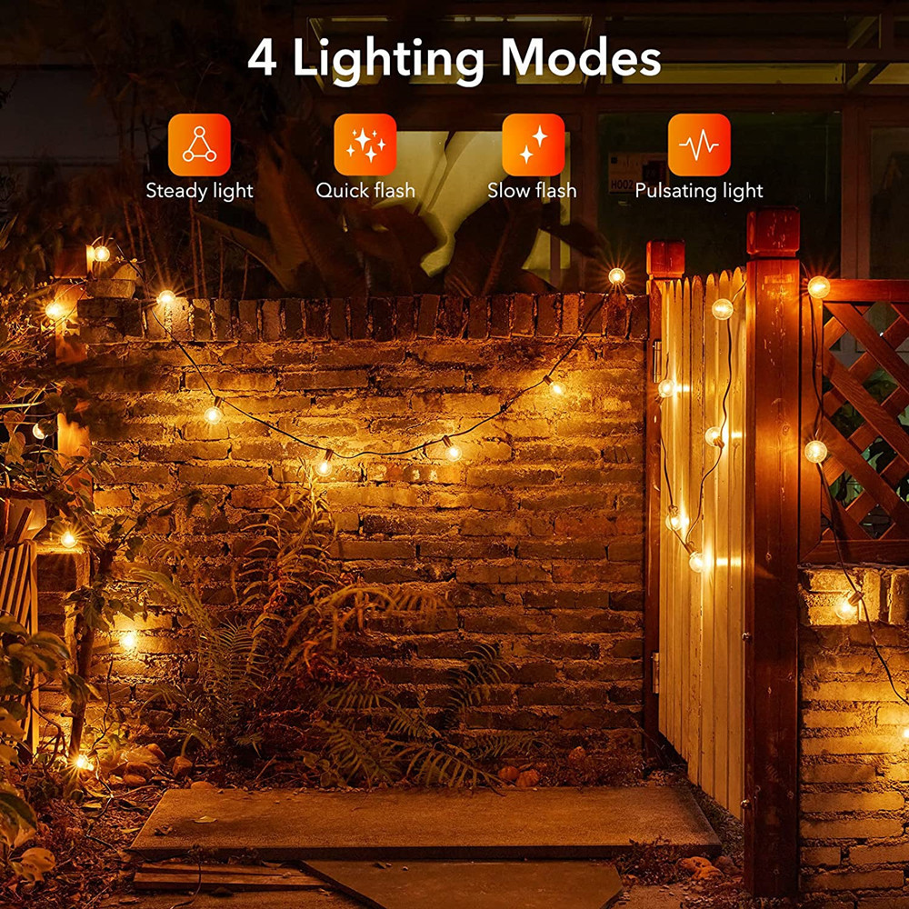 JESLED Eco friendly 18FT30FT/50FT G40 Solar Outdoor In Holiday Lighting Garden Powered String Lights With Led Edison bulbs