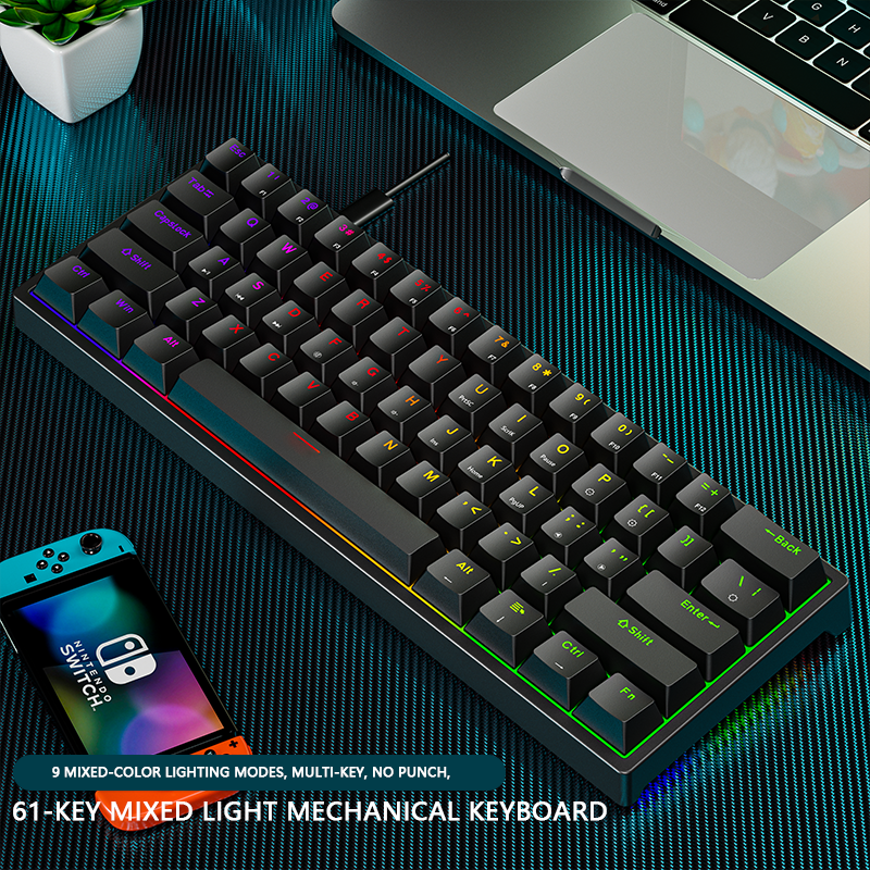 61 Keys Mini Gaming Keyboard Professional RGB Backlit Teclado Gamer Wired Wireless Mechanical Gaming Keyboard