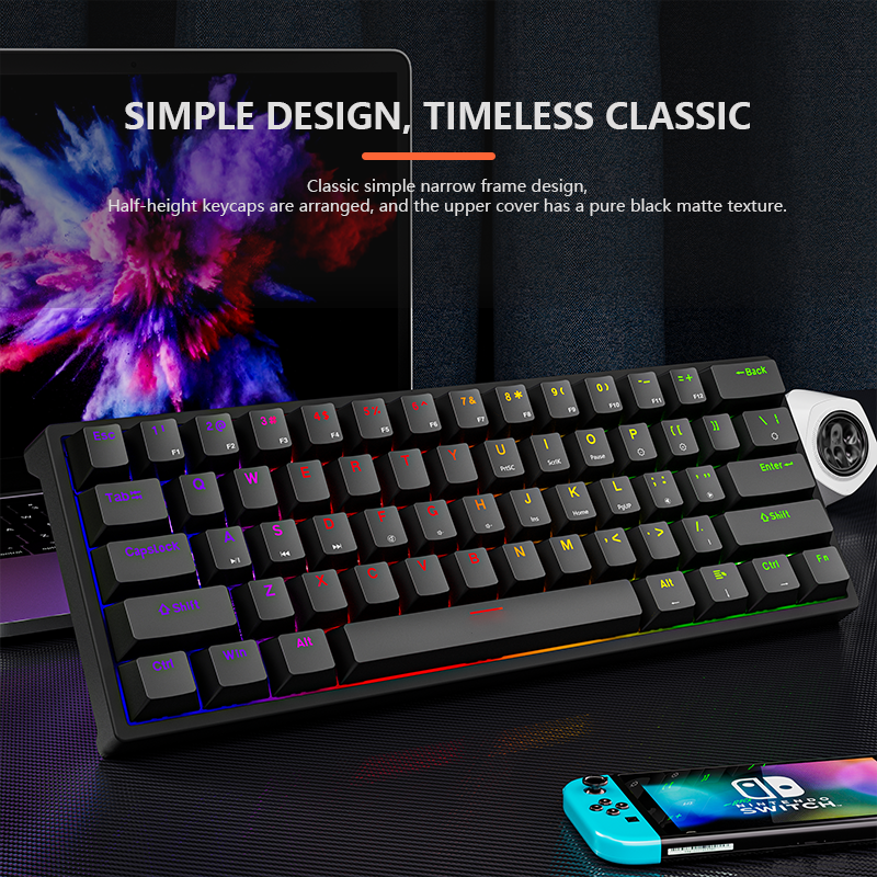 61 Keys Mini Gaming Keyboard Professional RGB Backlit Teclado Gamer Wired Wireless Mechanical Gaming Keyboard