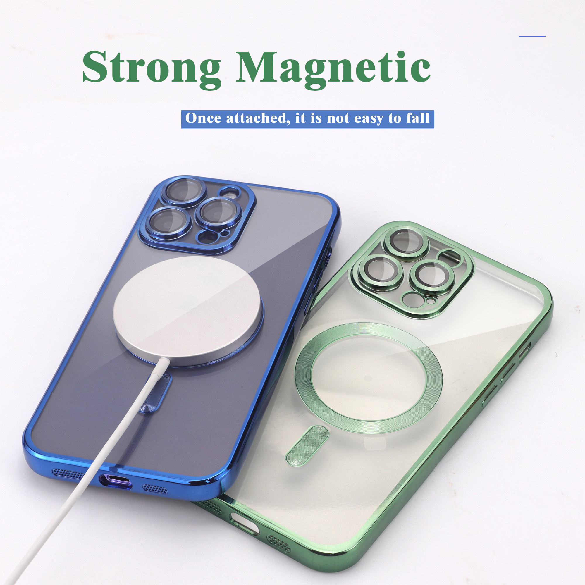 Tpu Electroplated Transparent Shockproof Magnetic Safes Mobile Phone Cases For Iphone 15 14 13 Pro Max