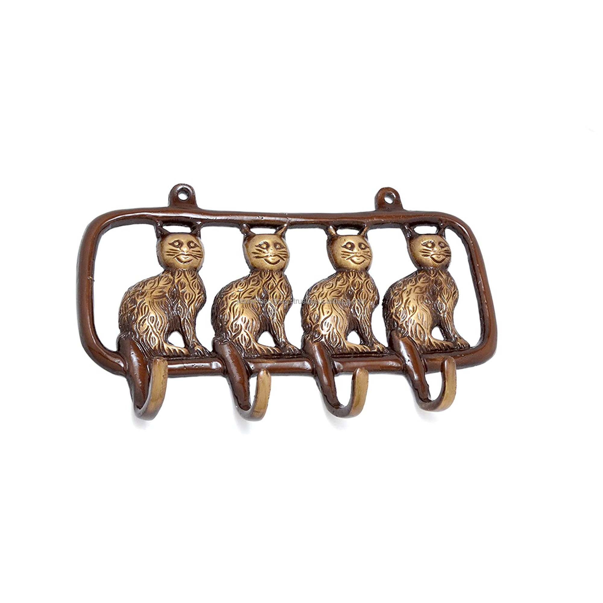 Brass Wall Hooks With Gold Powder Coating Finishing Unique Design Set Of Three Excellent Quality For Home Decoration