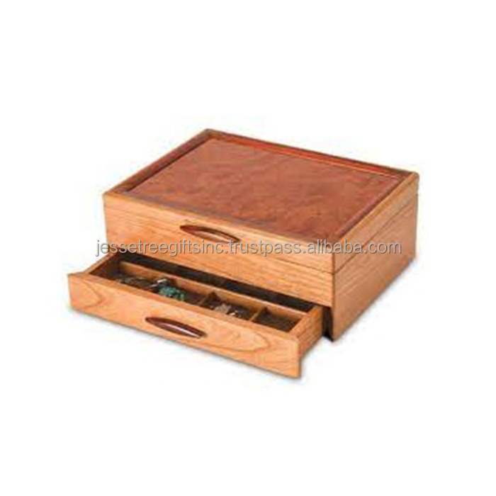 Wooden Jewelry Box With Natural Wood Polish Finishing Brown Top Premium Quality With Silver Lock For Organizing Jewelry