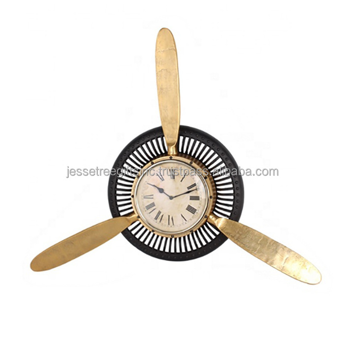 Handmade Metal Analog Wall Clock With Gold Plating Finishing Octagonal Shape Simple Design Premium Quality For Home Decoration