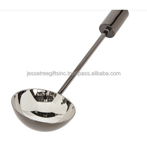 Metal Cooking Ladle With Black Nickel Plating Finishing High Quality Food Grade Stainless Steel With Long Handle For Kitchen