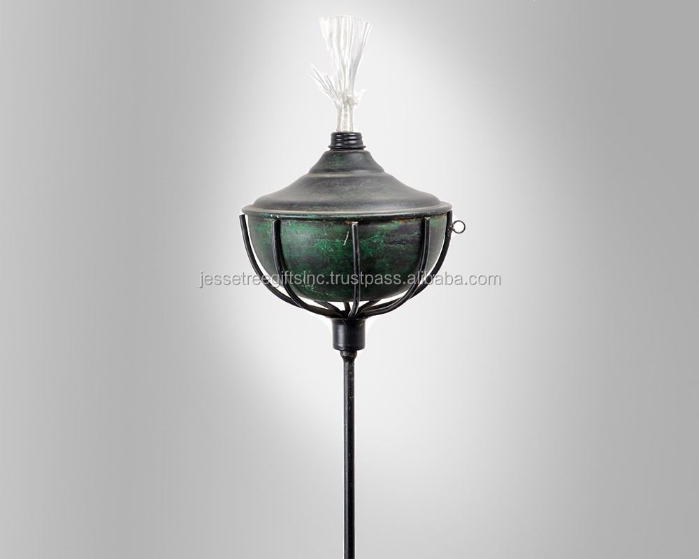 Metal Wire Garden Torch For Garden Park & Square Pathways With Green Powder Coating Finishing Round Shape Fancy Design