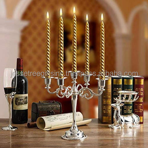 Metal Candle Stand Full Set With Shiny Polish Finishing Round Shape Crystals Design Excellent Quality For Home Decoration