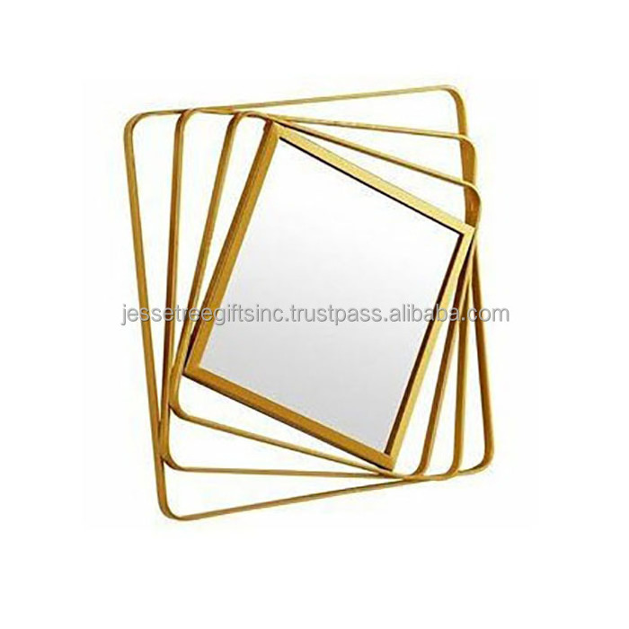 Metal Wall Mounted Mirror With Silver Powder Coating Finishing Square Shape Perforated Design For Home & Living Room Decoration