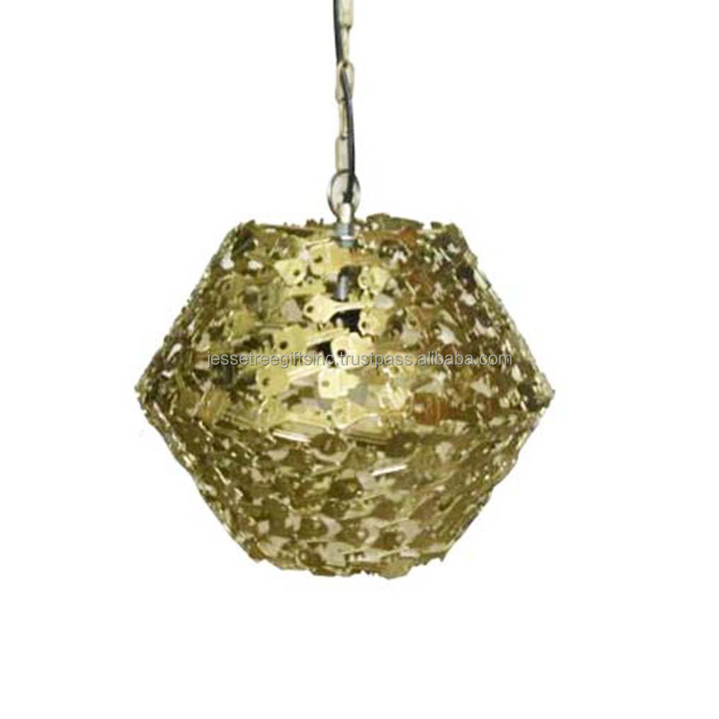 New Style Metal & Glass Moroccan Geometrical Shape Pendant Light With Gold Powder Coating Finishing Floral Design For Lighting