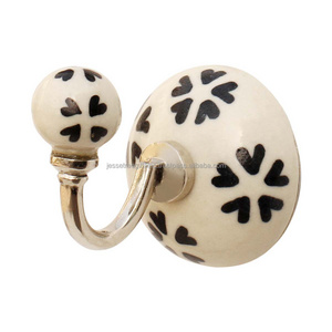 Handmade Metal Wall Mounted Hook With White & Black Finishing Round Base Unique Design Excellent Quality For Home Decoration