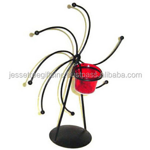 Metal Wire Votive Holder With Black Powder Coating Finishing Round Base Unique Design Genuine Quality For Home Decoration