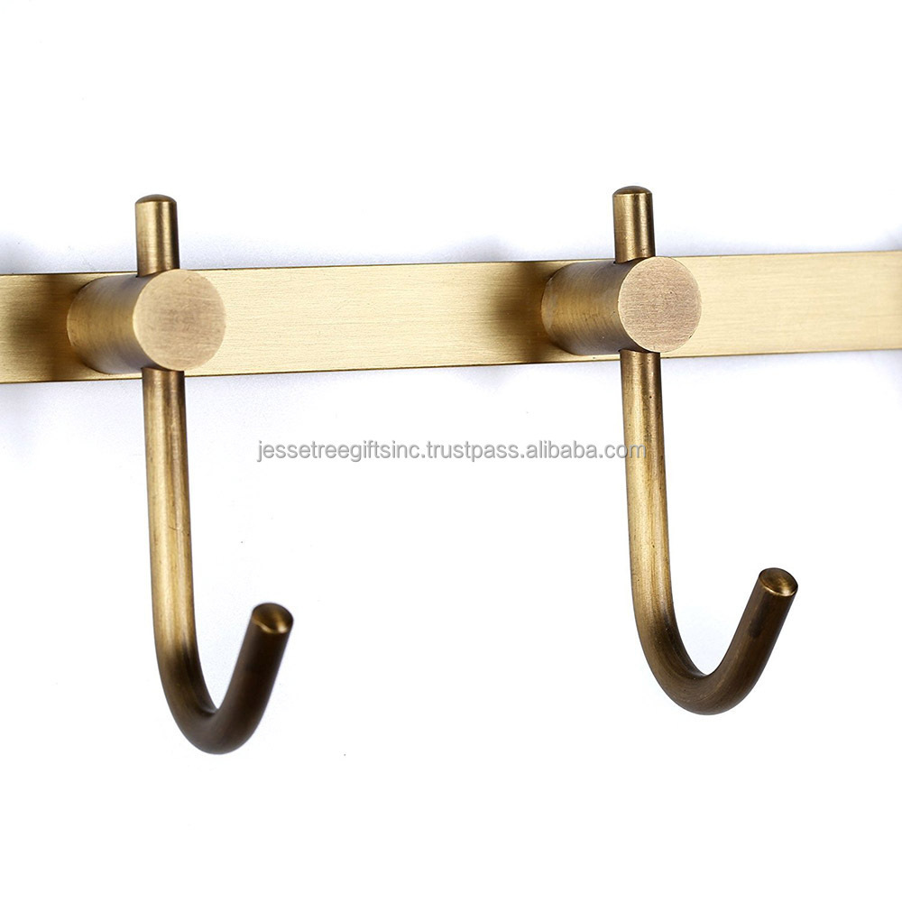 Metal Wall Mounted Decorative Hook Rail With Gold Plating Finishing Simple Design Premium Quality For Home Decoration