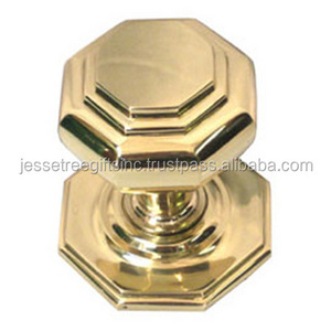 Metal Door Knobs With Shiny Gold Plating Finishing Modern Design Octagonal Shape Excellent Quality For Building Hardware