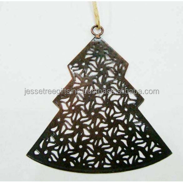 Metal Sheet Christmas Wall Hanging Ornament Tree With Black Powder Coating Finishing Mash Design For Home Decoration