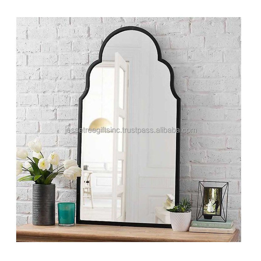 Metal Wall Mounted Mirror With Silver Powder Coating Finishing Square Shape Perforated Design For Home & Living Room Decoration