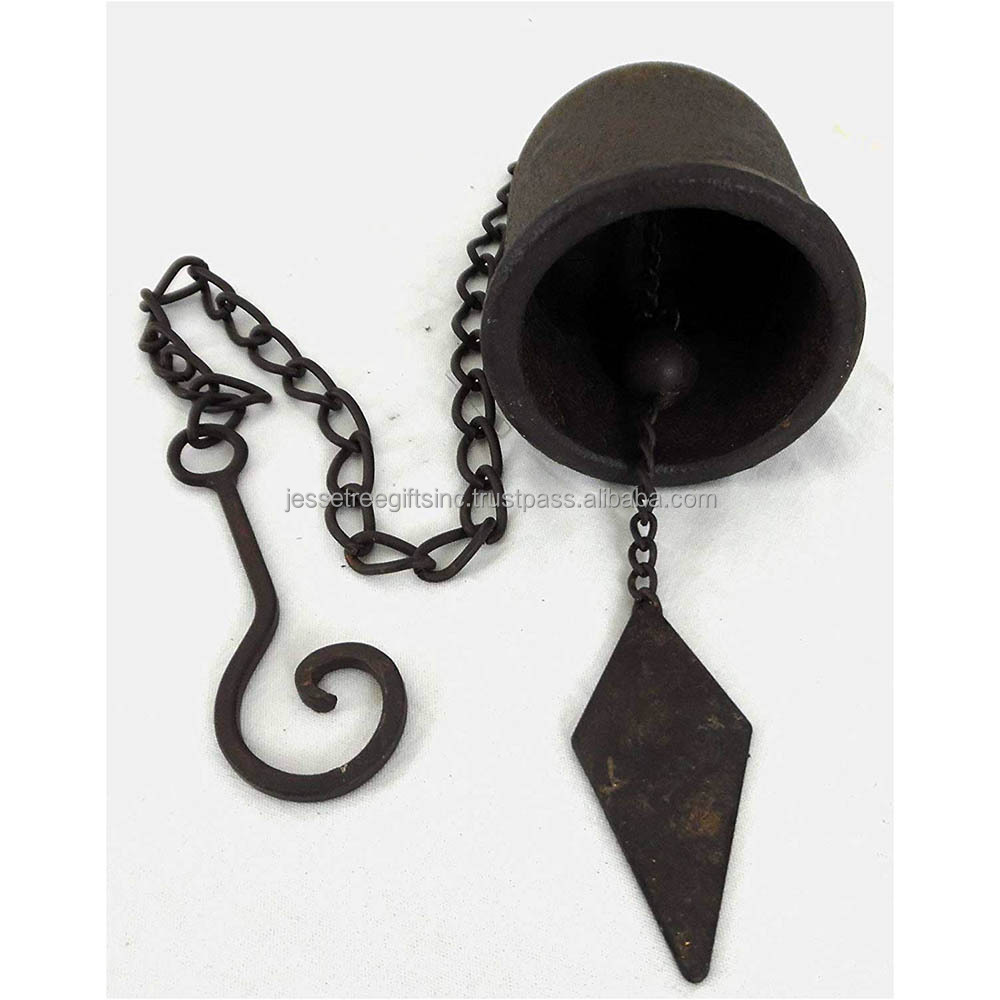 Handmade Cast Iron Hanging Door Bell With Black Powder Coating Finishing With Long Chain For Home Decoration Wholesale Price