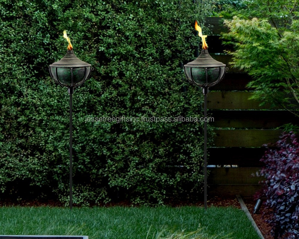 Metal Wire Garden Torch For Garden Park & Square Pathways With Green Powder Coating Finishing Round Shape Fancy Design