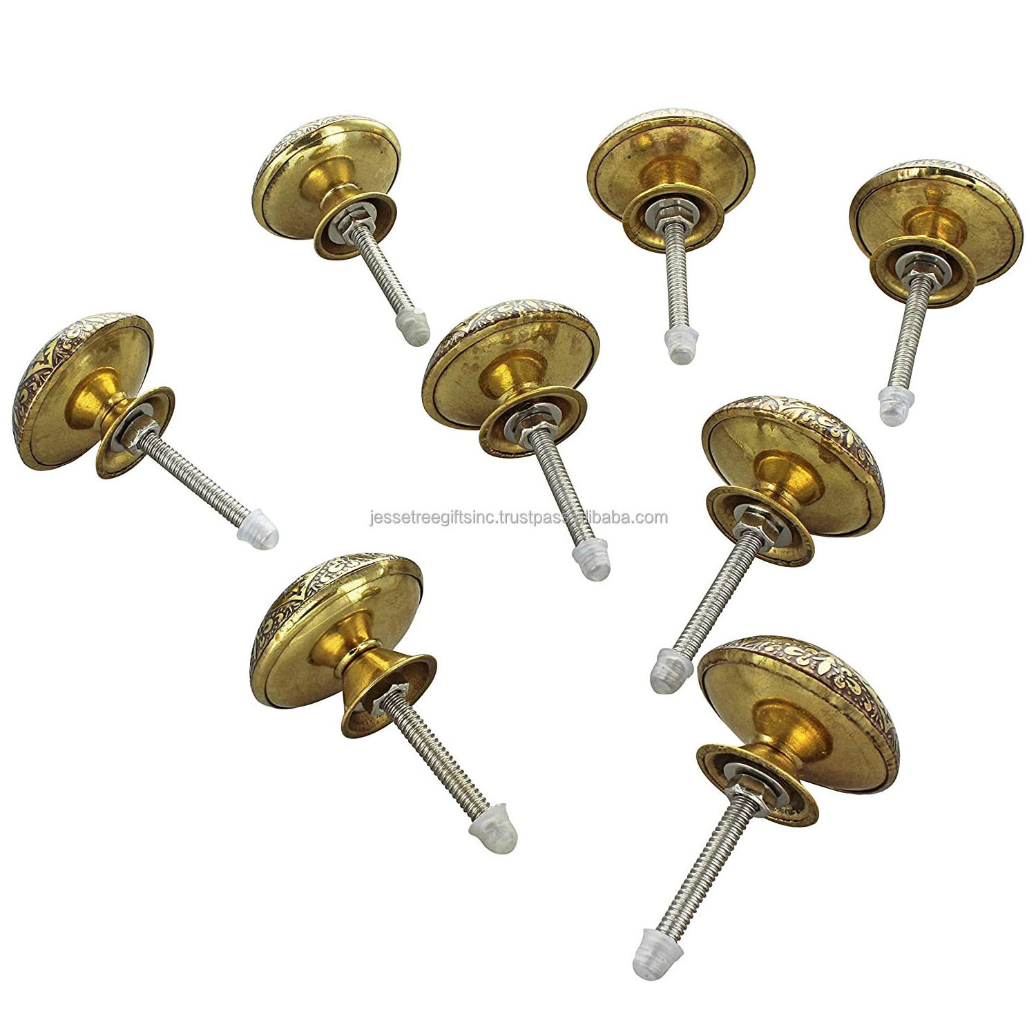 Metal Cabinet Pull Drawer Knobs With Antique Brass Finishing Round Shape Floral Embossed Design For Drawer & Wardrobe