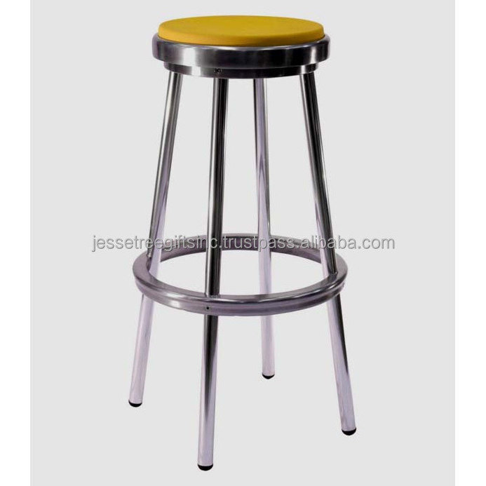 Stainless Steel & Leather Folding Stool With Shiny Polish & Brown Finishing Square Shape For Sitting Outdoor & Indoor Use