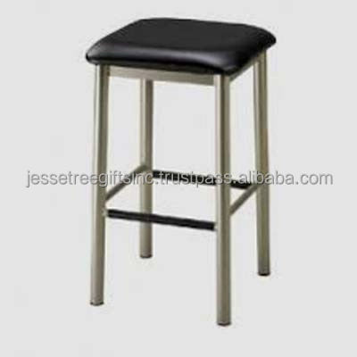 Stainless Steel & Leather Folding Stool With Shiny Polish & Brown Finishing Square Shape For Sitting Outdoor & Indoor Use