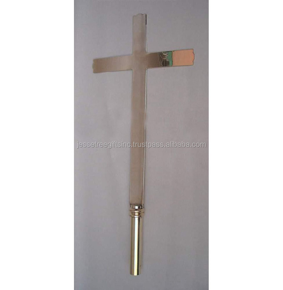 Metal Wall Mounted Cross With Shiny Brass Polish Finishing Plain Simple Design Good Quality For Church Use Wholesale Price