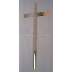 Metal Wall Mounted Cross With Shiny Brass Polish Finishing Plain Simple Design Good Quality For Church Use Wholesale Price