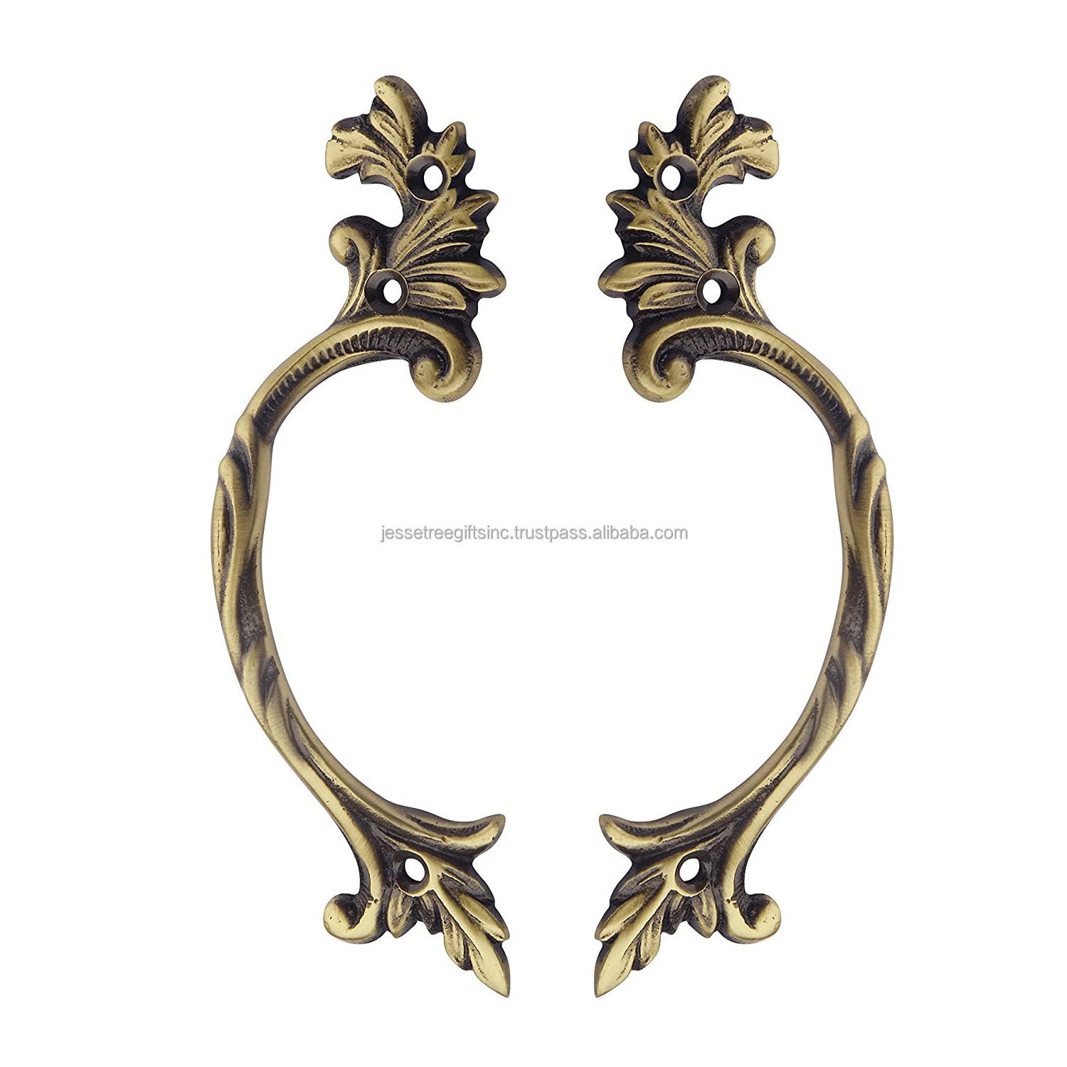 Cast Iron Drawer Pull Handle With Black Powder Coating Finishing Half Round Shape Embossed Design For Building Hardware