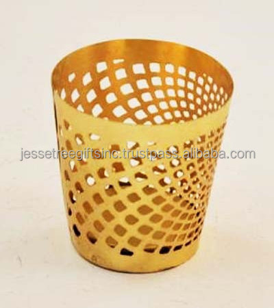 Metal Sheet Votive Candle Holder With Gold Powder Coating Finishing Round Shape Butterflies Design For Home Decoration