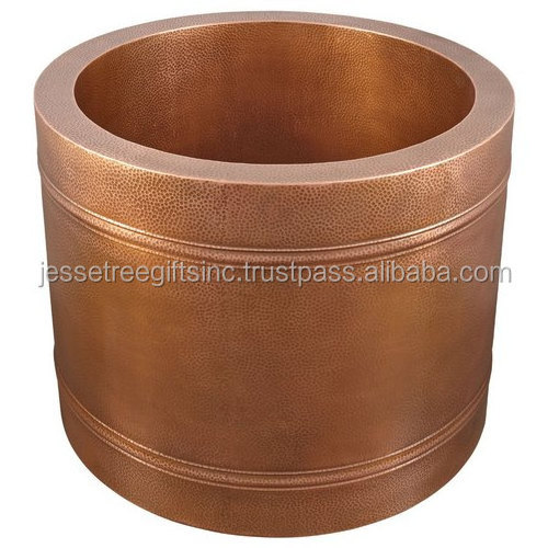 50 Inch Double Wall Metal Bath Tub With Shiny Copper Finishing Hammered Design Round Shape Excellent Quality For Soaking