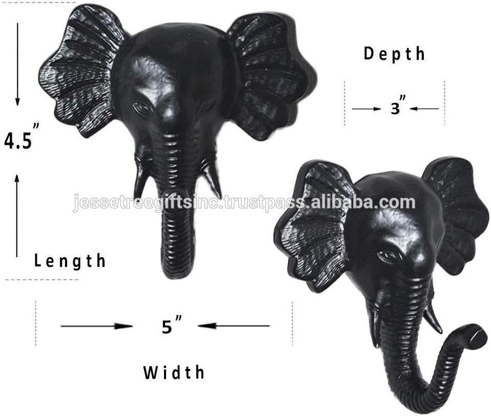 Aluminum Robe Hook With Black Powder Coating Finishing Elephant Shape Embossed Design Excellent Quality For Organization